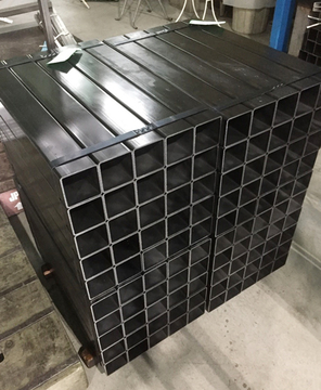 スチール 角パイプ 75ｘ75ｘ2.3の丸鋸切断